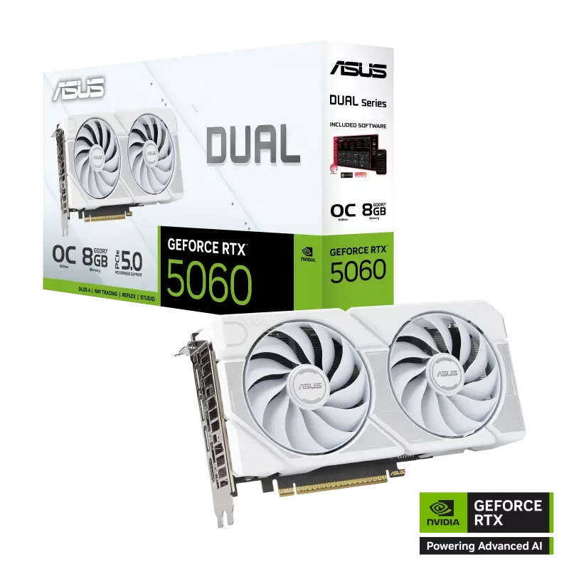 ASUS Dual GeForce RTX™ 5060 White OC Edition 8GB GDDR7