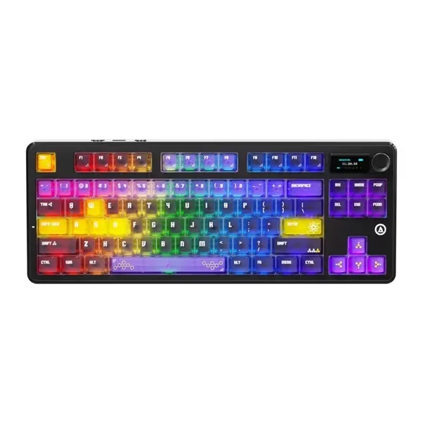 Ajazz MK87 PRO Transparent Yellow-Purple Dark Purple Wireless Mechanical Keyboard